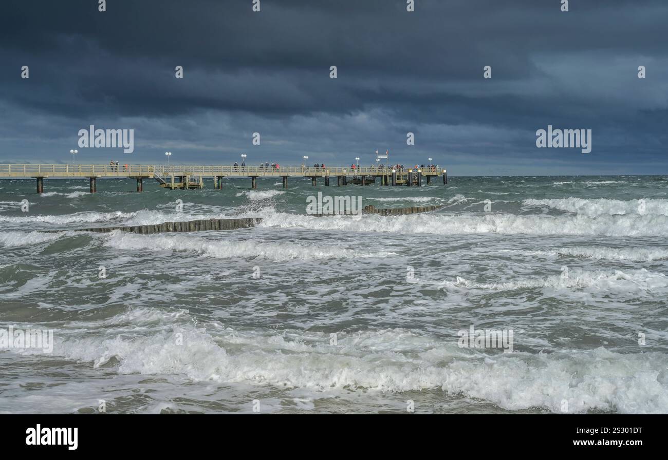 Sturm Schlechtwetter Wellen Strand Ostsee Seebr cke K hlungsborn 