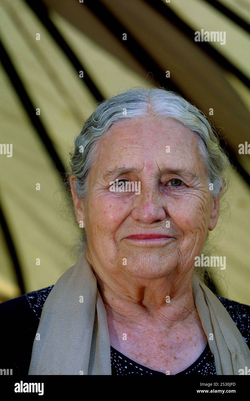 Veteran author Doris Lessing, pictured at the Edinburgh International Book Festival, where she talked about her work and other contemporary issues. Stock Photo