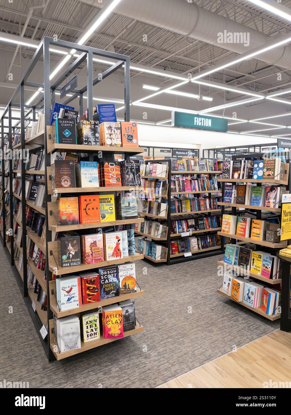 Books for sale in a Barnes and Noble book store in Rochester Hills Michigan USA - Smartphone Captured Stock Image