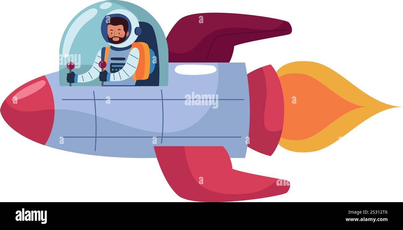 astronaut driving an spaceship Stock Vector