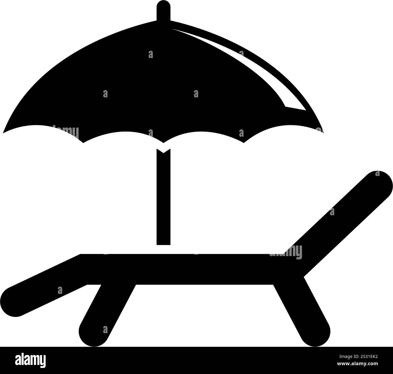 Black silhouette icon of beach umbrella and lounge chair Stock Vector ...
