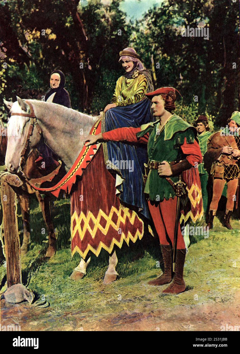 THE ADVENTURES OF ROBIN HOOD  OLIVIA DE HAVILLAND, ERROL FLYNN     Date: 1938 Stock Photo