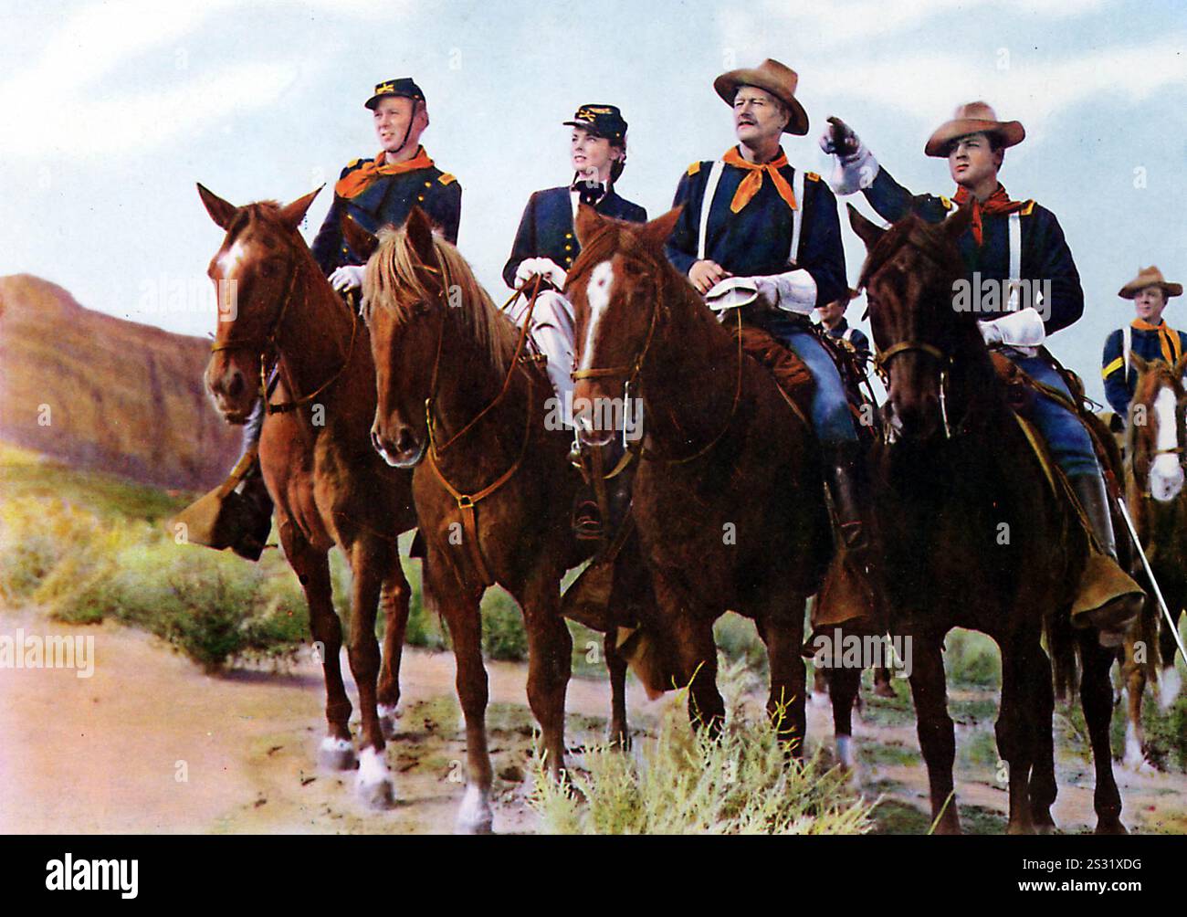 SHE WORE A YELLOW RIBBON HARRY CAREY JR, JOANNE DRU, JOHN WAYNE, JOHN AGAR     Date: 1949 Stock Photo