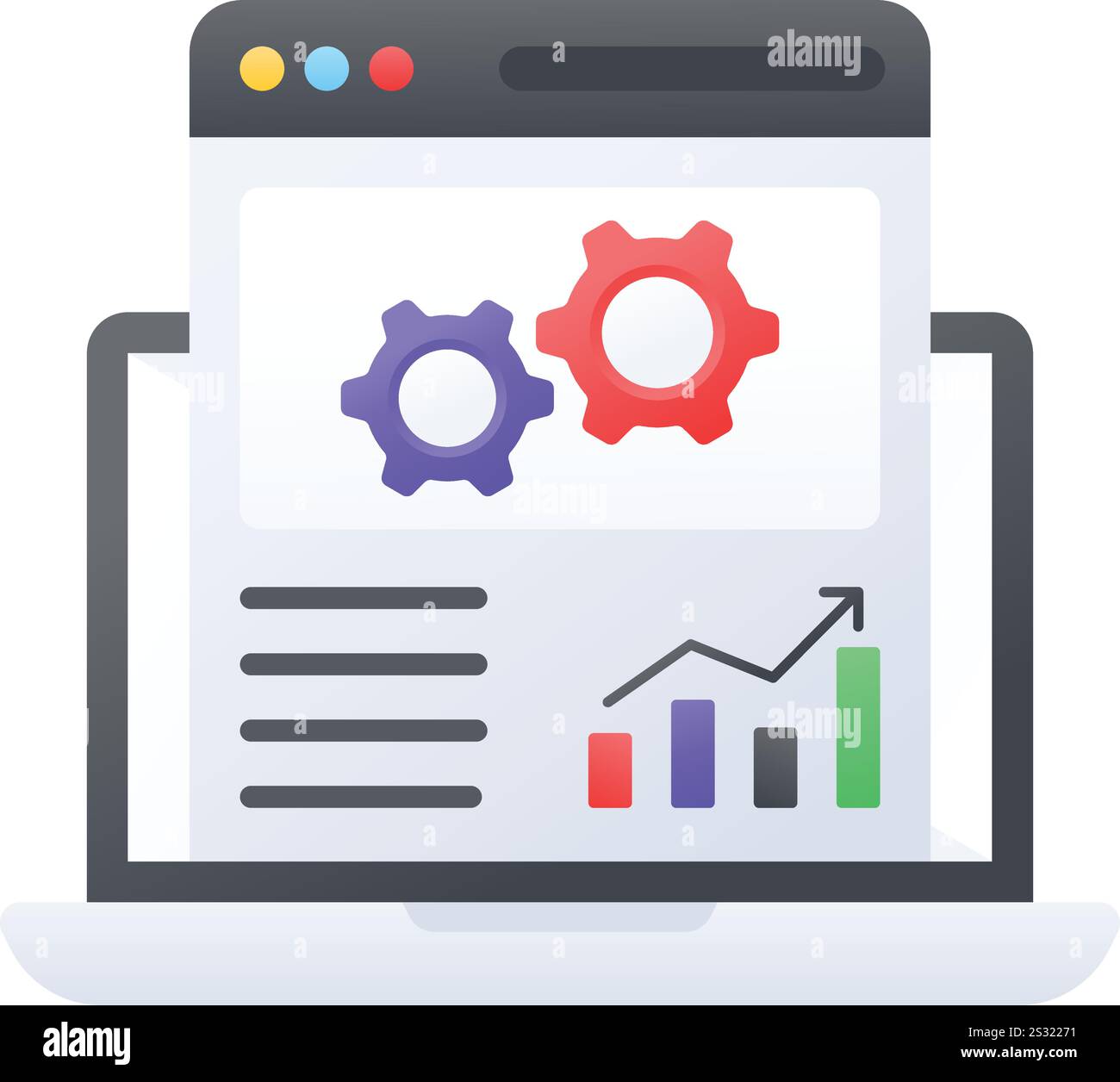 web server log analyzer concept, Control Panel Resource Reports vector ...