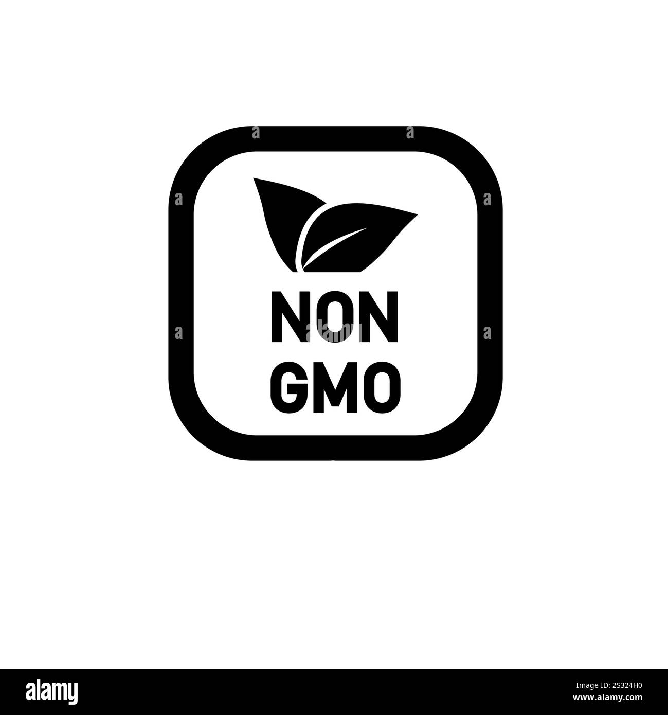 GMO Free Label with Leaf, Eco Food Solid Flat Vector Icon Isolated on White Background. Stock Vector