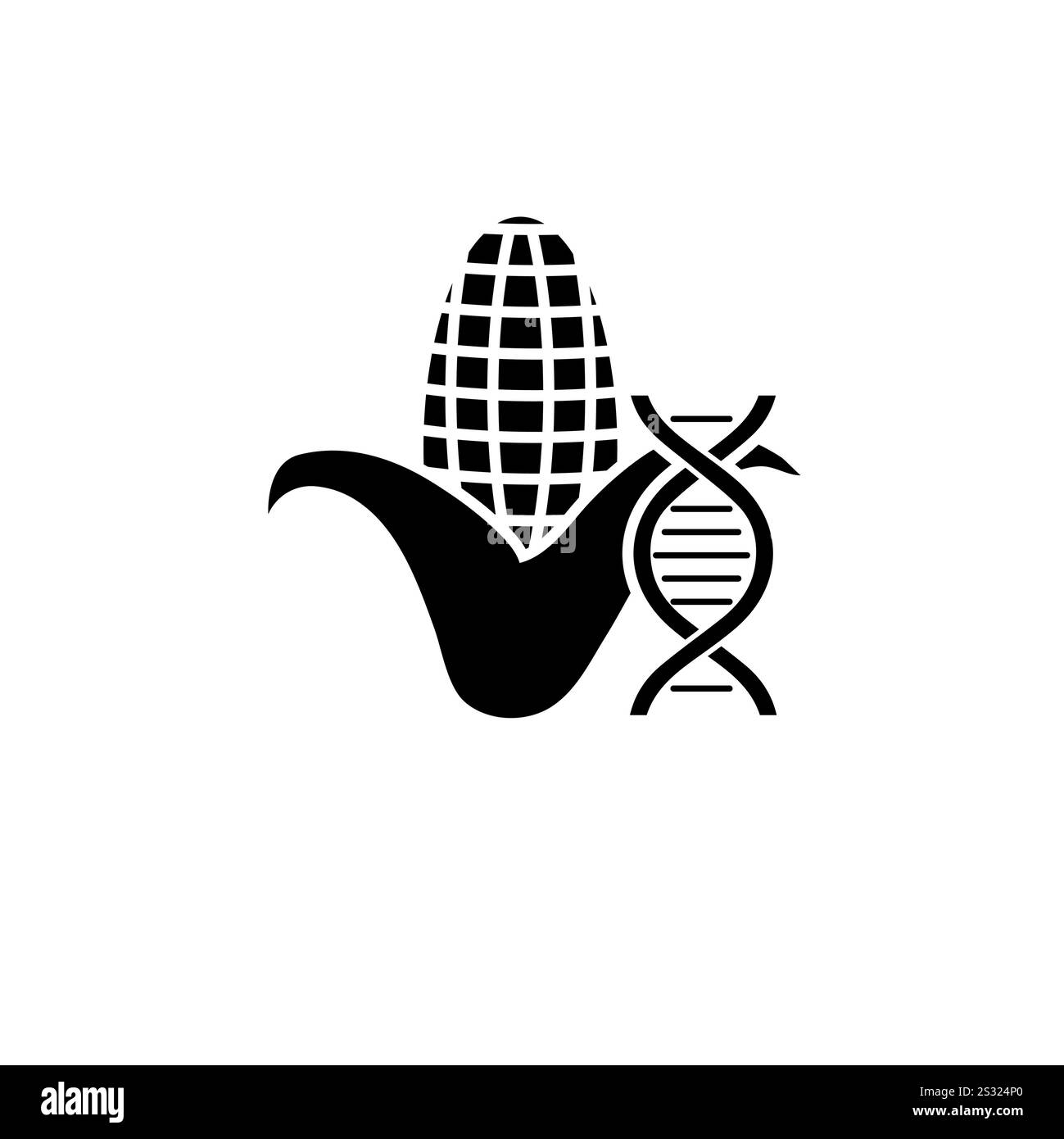 Genetically Modified Organisms Corn Solid Flat Vector Icon Isolated on White Background. Stock Vector