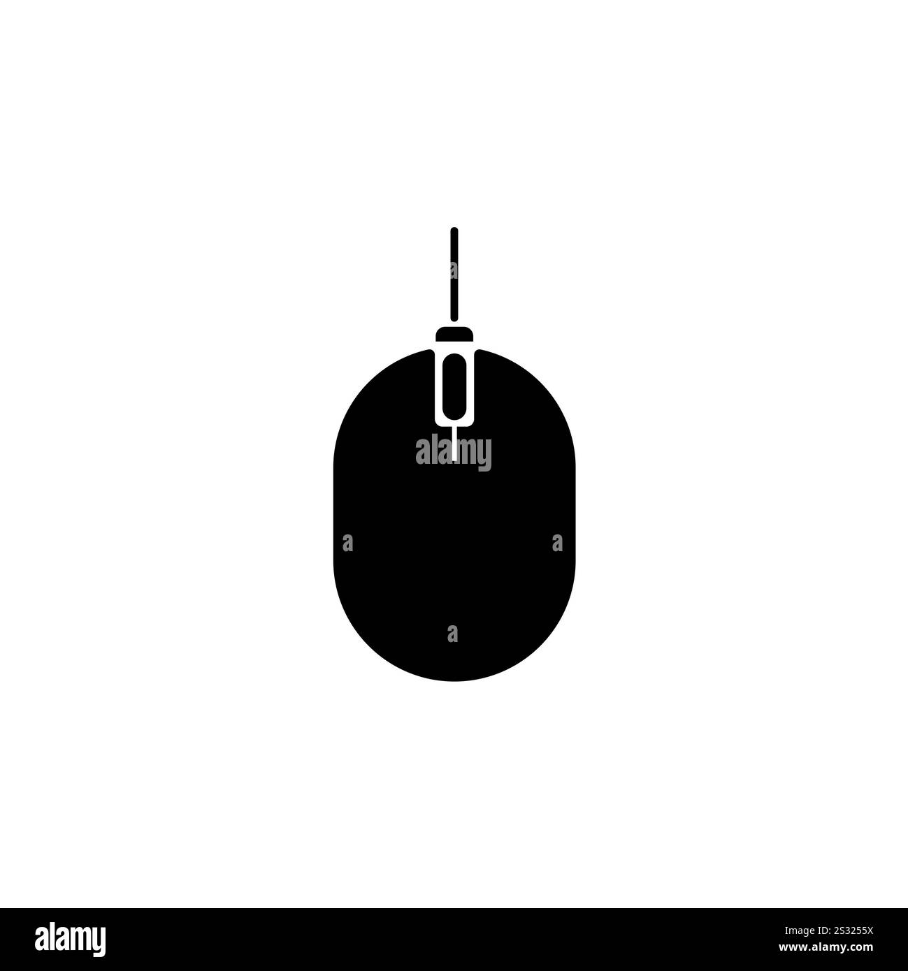 Wired Computer Mouse, Pointing Device Solid Flat Vector Icon Isolated on White Background. Stock Vector
