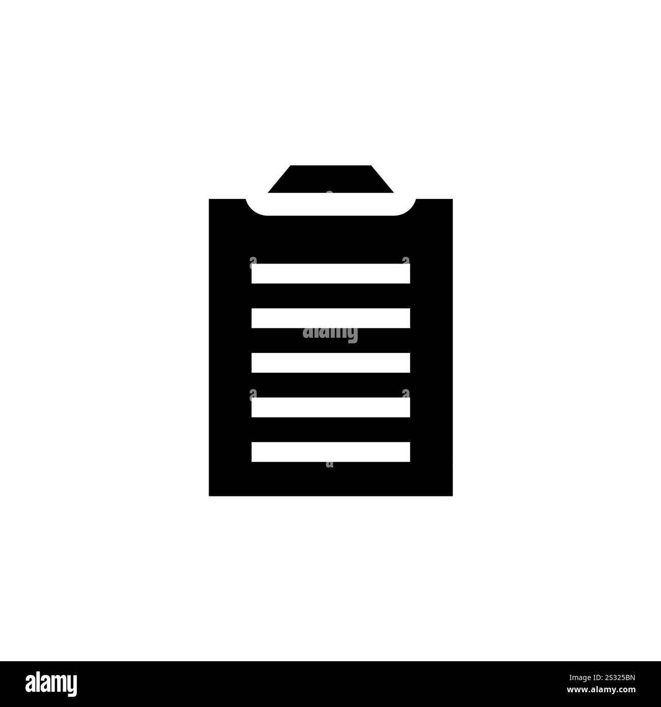 Clipboard List, Checklist Solid Flat Vector Icon Isolated on White Background. Stock Vector