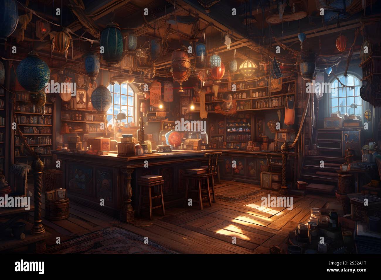 The interior of the witchs house. Neural network AI generated art Stock ...