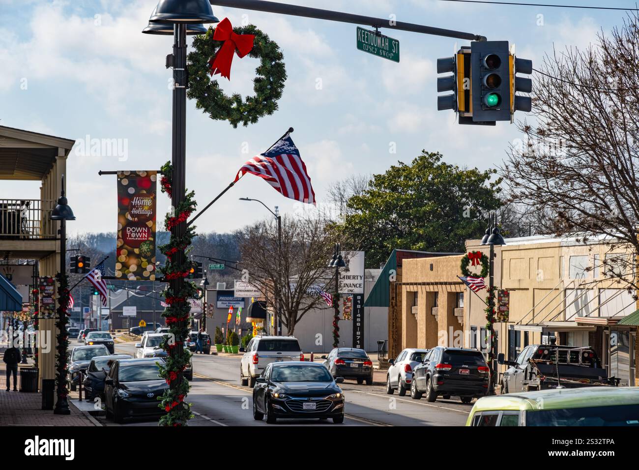 Christmastime in downtown Tahlequah, Oklahoma. (USA) Stock Photo