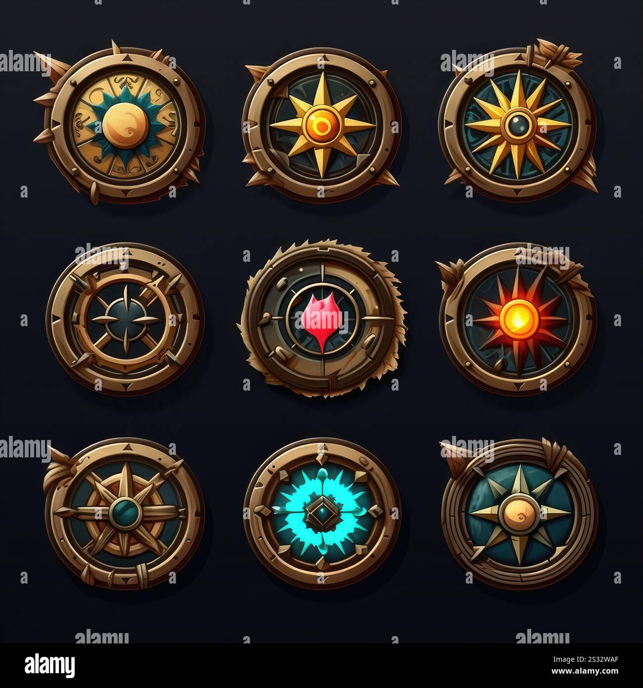 design compass game ai generated. east south, icon direction, element ...