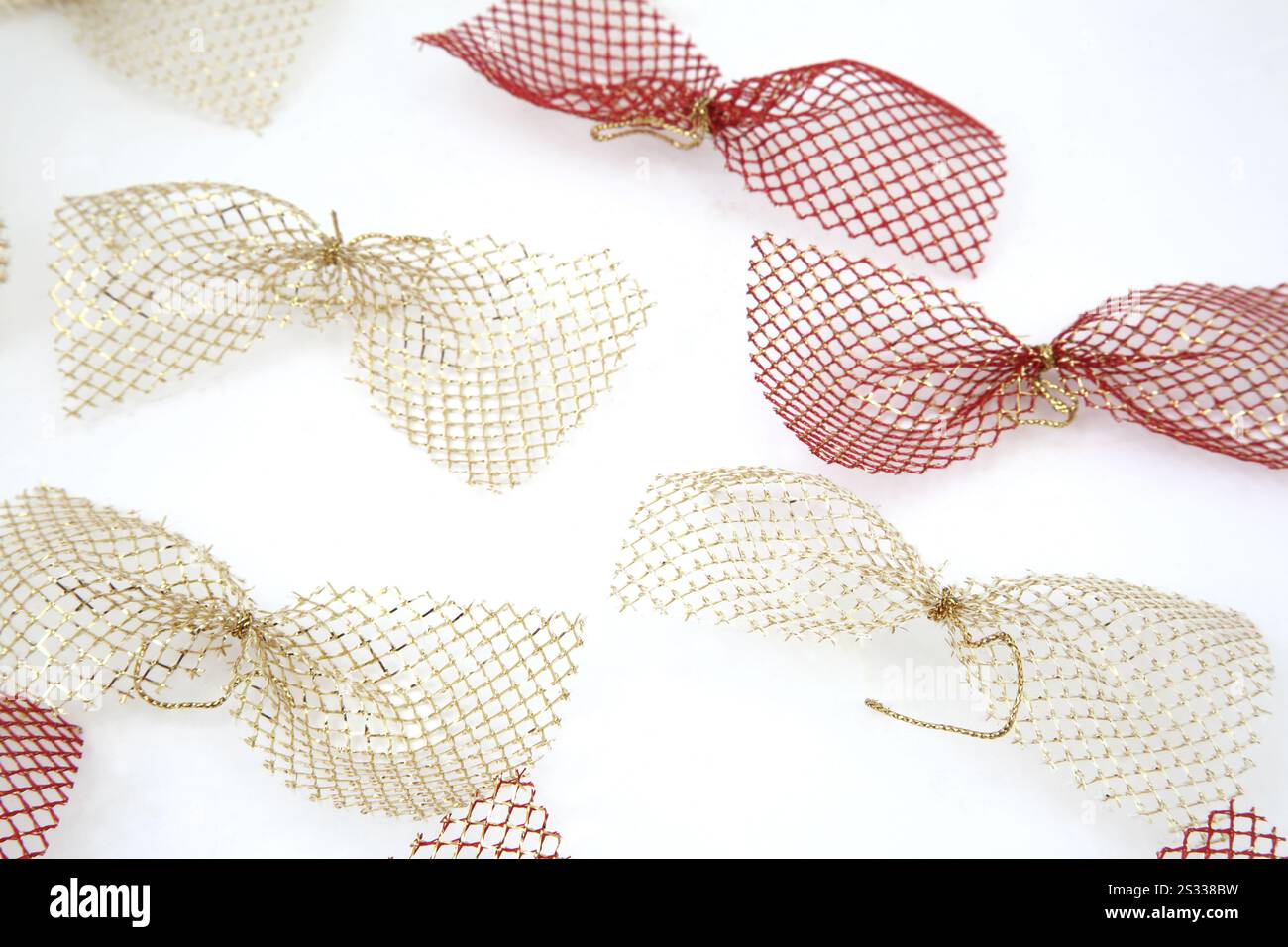 Red and Gold Christmas Bows Stock Photo