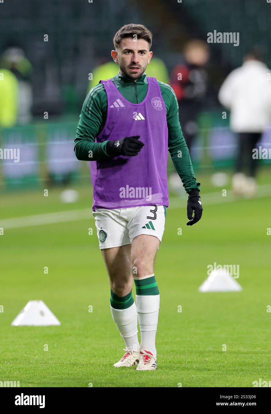 Celtic's Greg Taylor warms up ahead of the William Hill Premiership ...
