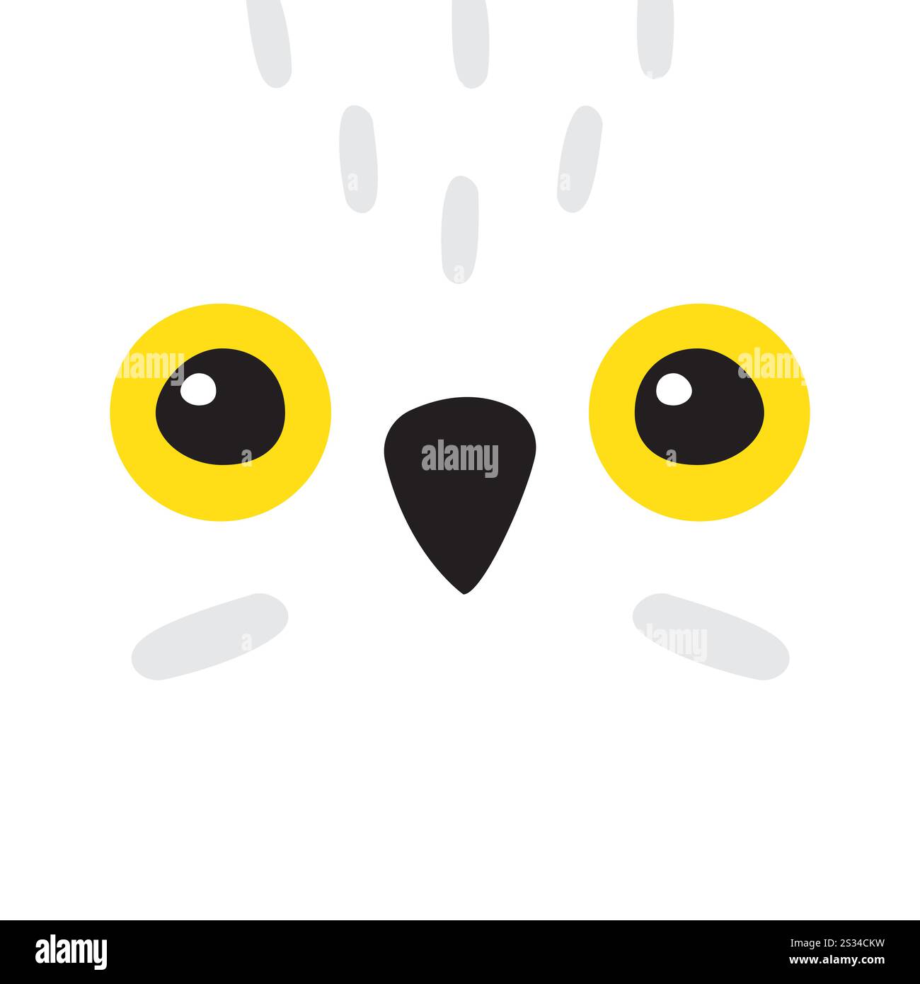 Vector flat cartoon hand drawn polar white owl face isolated on white ...