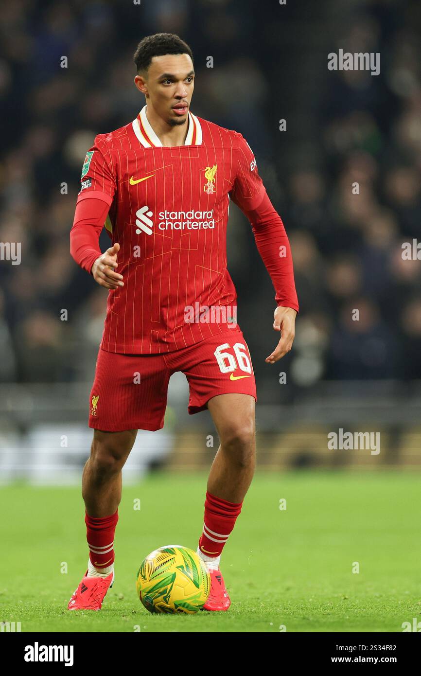 Liverpool's Trent AlexanderArnold controls the ball during the English