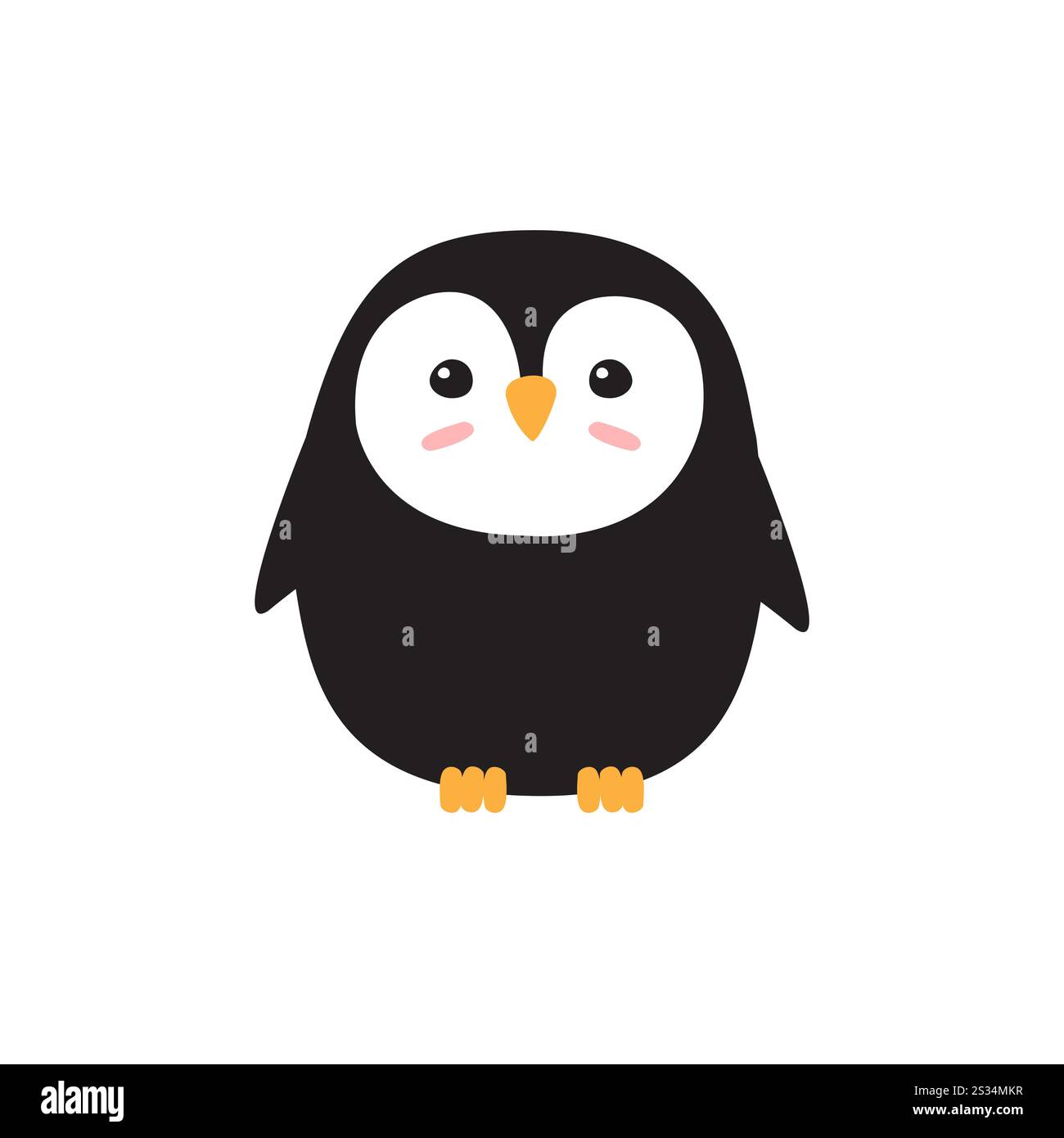 Vector flat cartoon doodle hand drawn penguin isolated on white ...