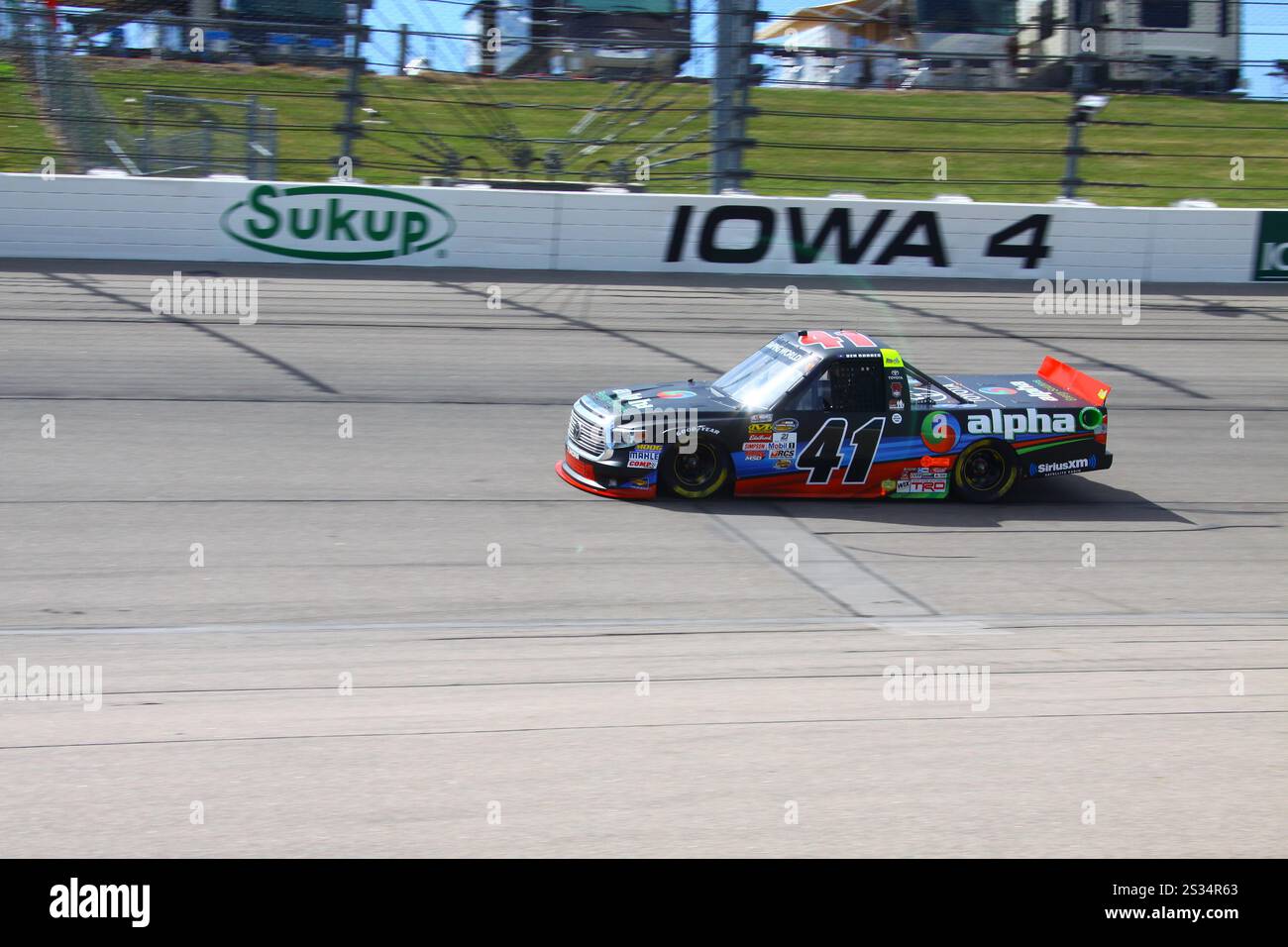 Newton, Iowa USA - June 18th, 2016: Ben Rhodes NASCAR Camping Wolrd Truck racing series. Speedriatrics 200 Stock Photo