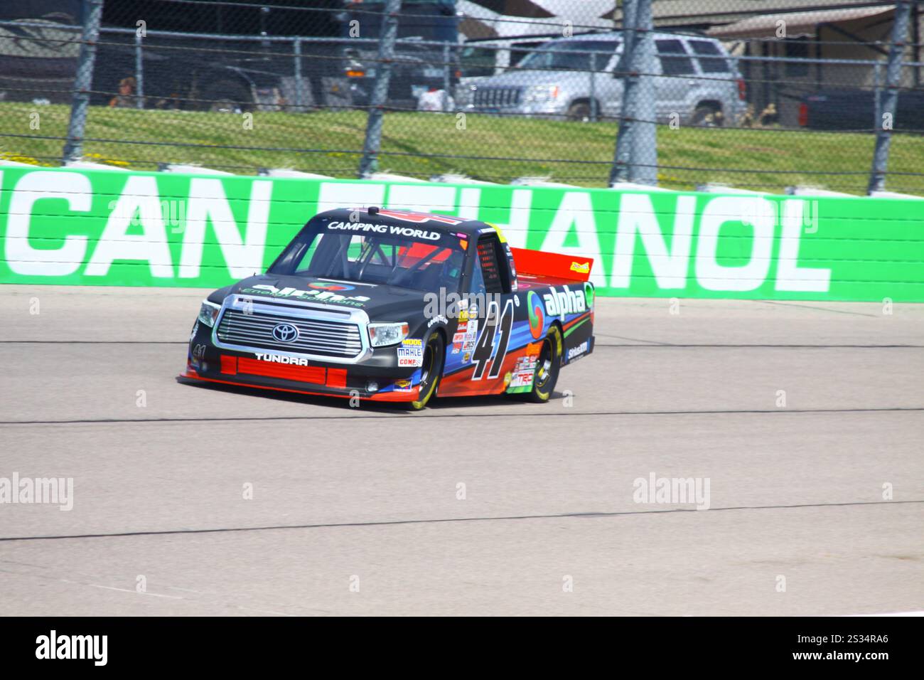 Newton, Iowa USA - June 18th, 2016: Ben Rhodes NASCAR Camping Wolrd Truck racing series. Speedriatrics 200 Stock Photo