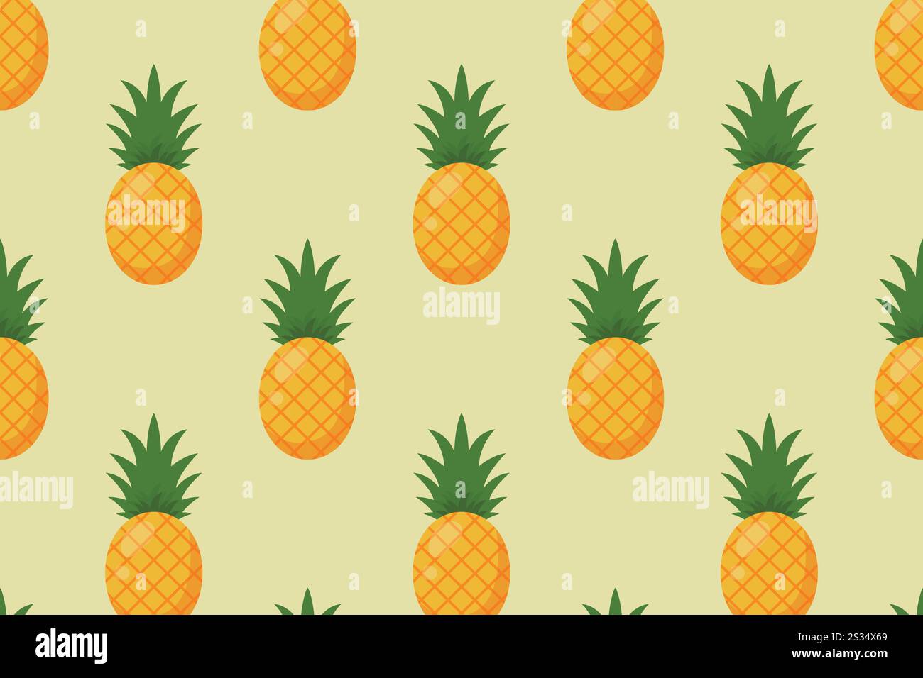 Pineapple pattern. Vector illustration in flat style. Stock Vector