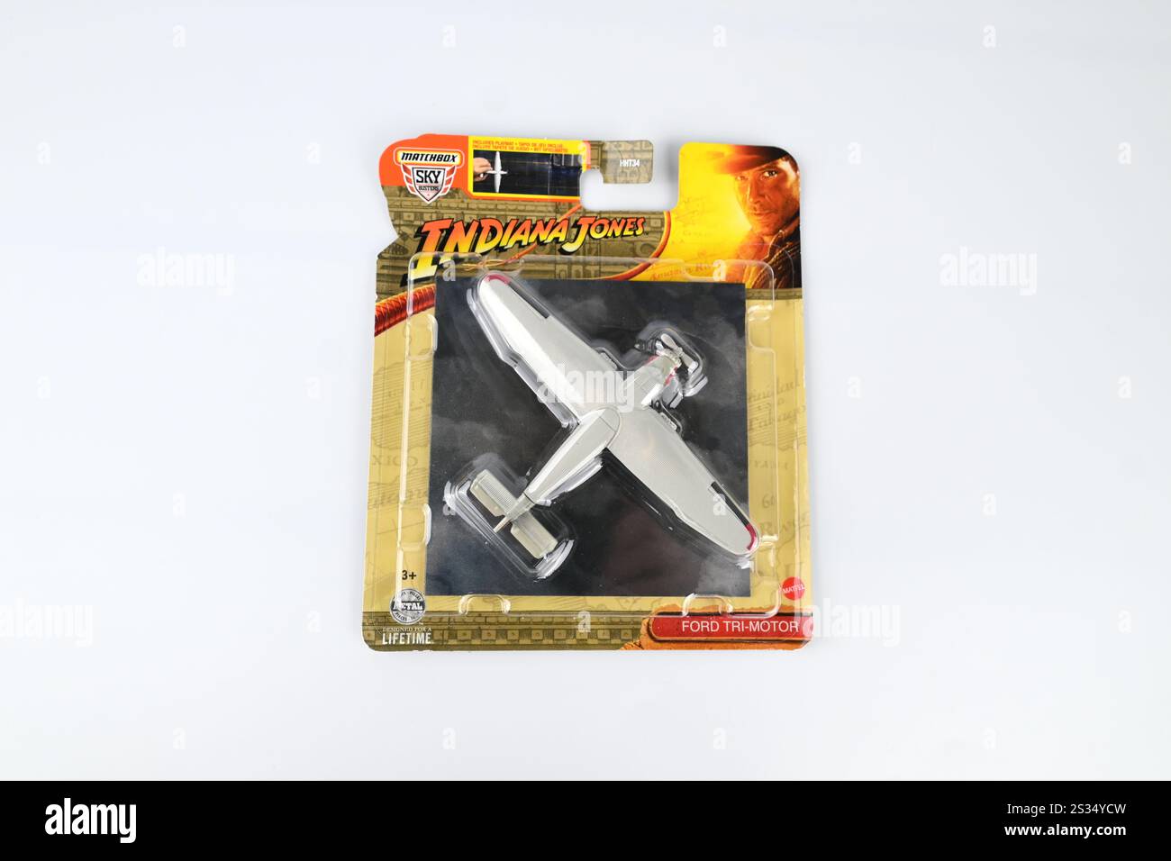 Avion Matchbox Sky Busters Indiana Jones - Ford Tri-Moteur Avec Tapis De Jeu (Comme Neuf Sur Carte)