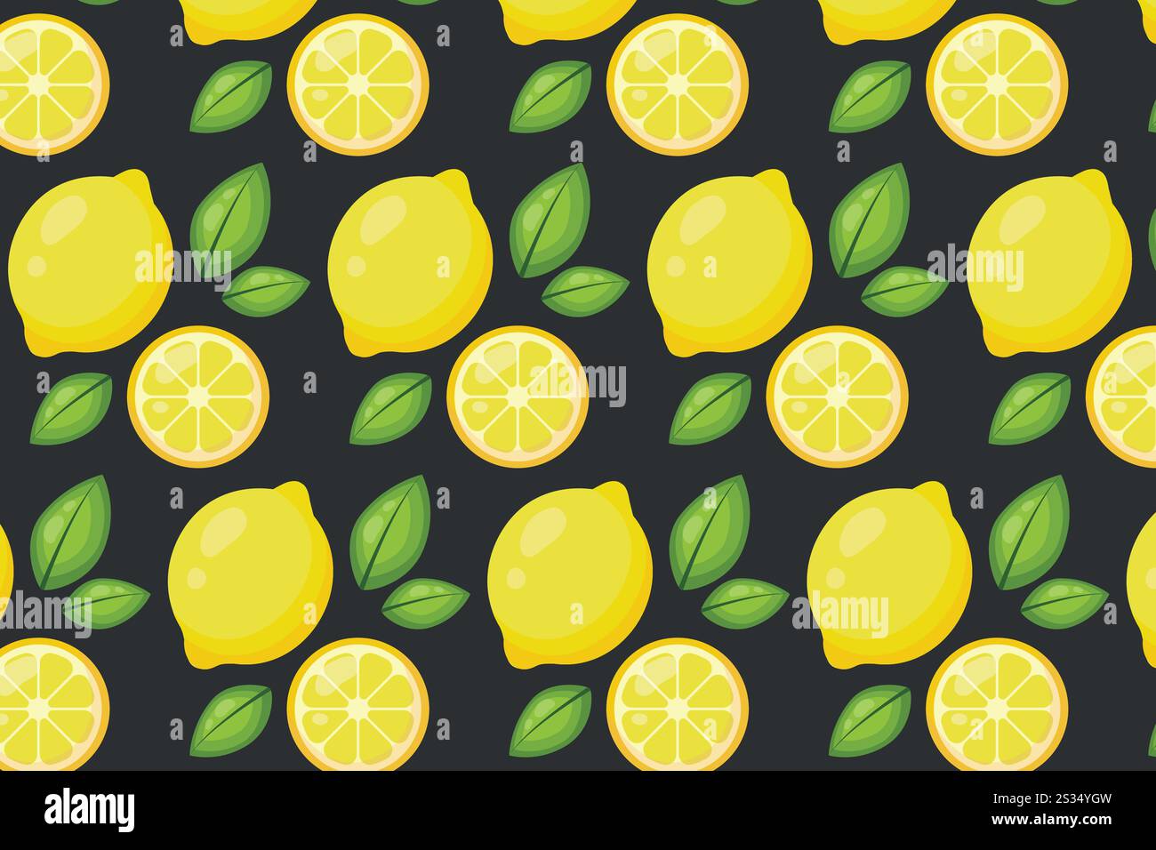 Lemons pattern. Vector illustration in flat style. Stock Vector