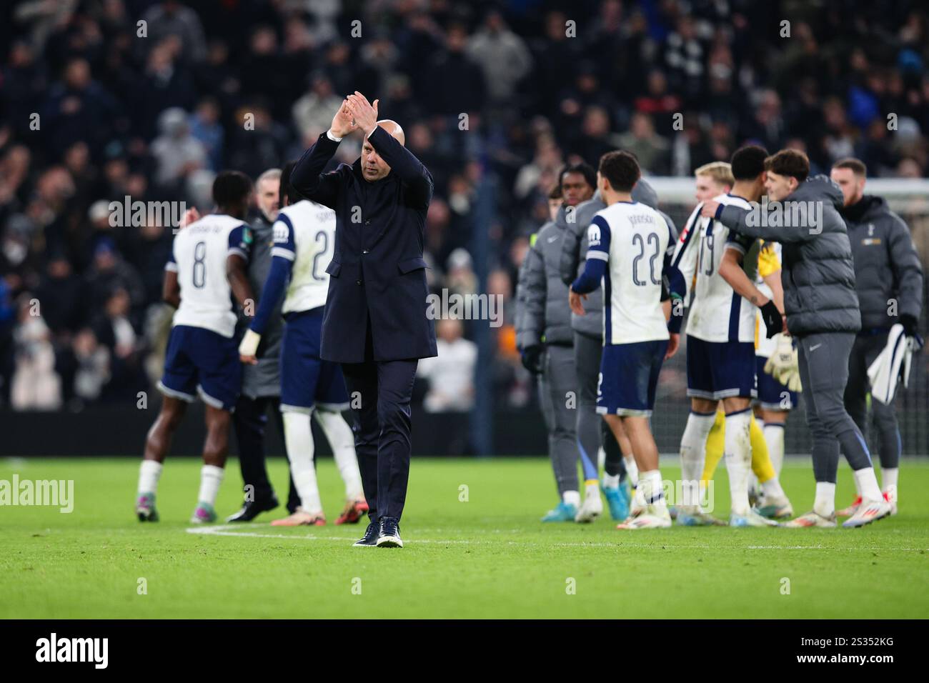 LONDON, UK 8th Jan 2025 Liverpool manager Arne Slot applauds the