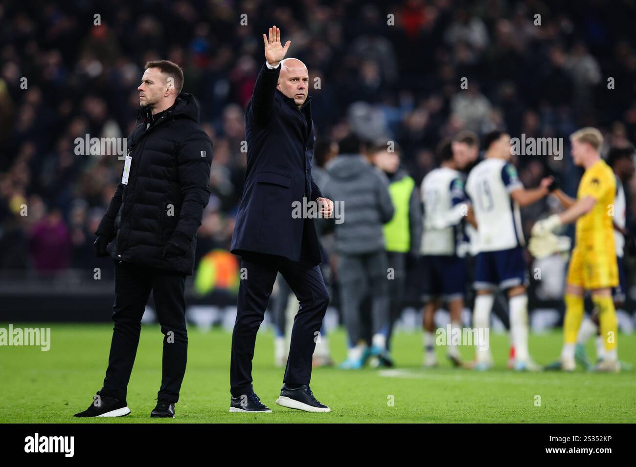 LONDON, UK 8th Jan 2025 Liverpool manager Arne Slot applauds the