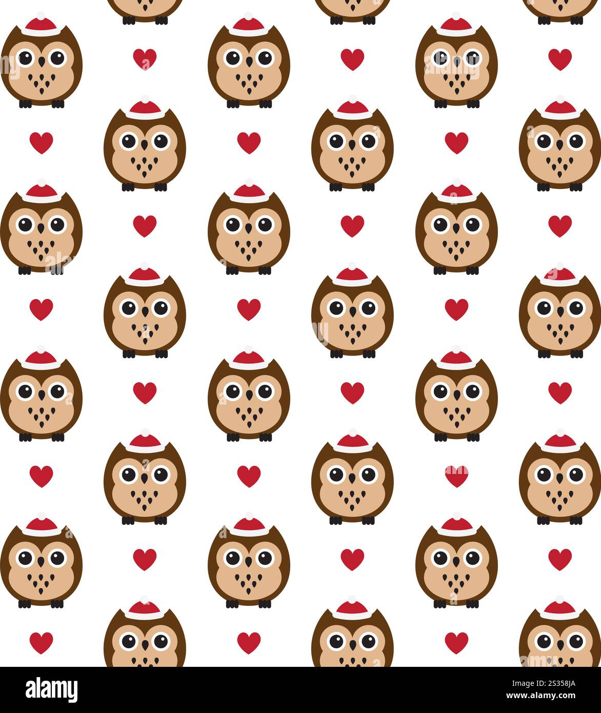 Vector seamless pattern of flat cartoon colored owl in winter hat and ...
