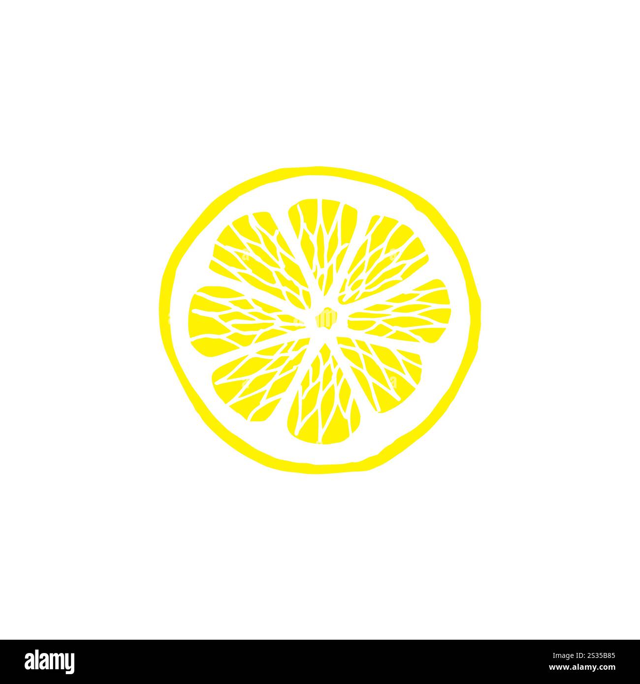 Vector hand drawn doodle sketch lemon slice isolated on white ...