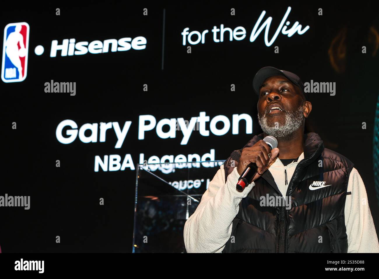 January 8, 2025 NBA Hall of Fame member Gary Payton on stage at the