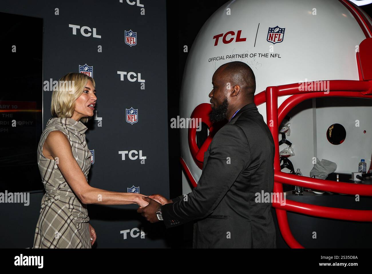 January 8, 2025 FOX NFL Reporter Charissa Thompson (L) greets a fan at