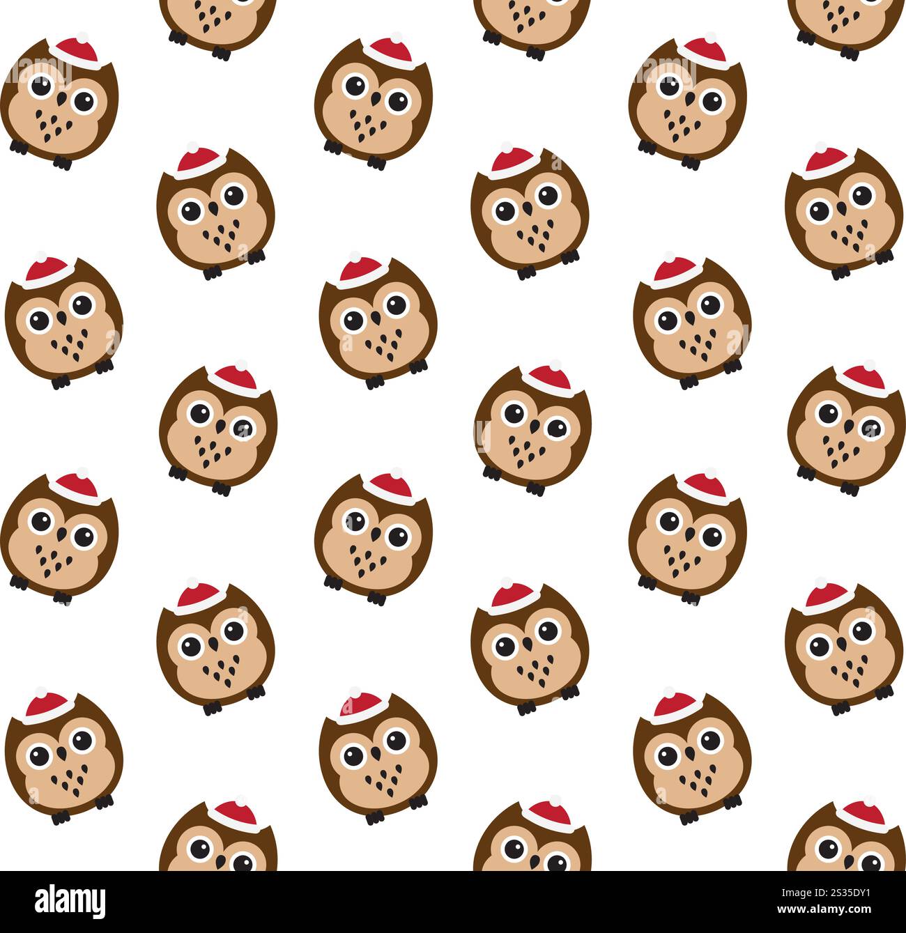 Vector seamless pattern of flat cartoon colored owl in winter hat ...