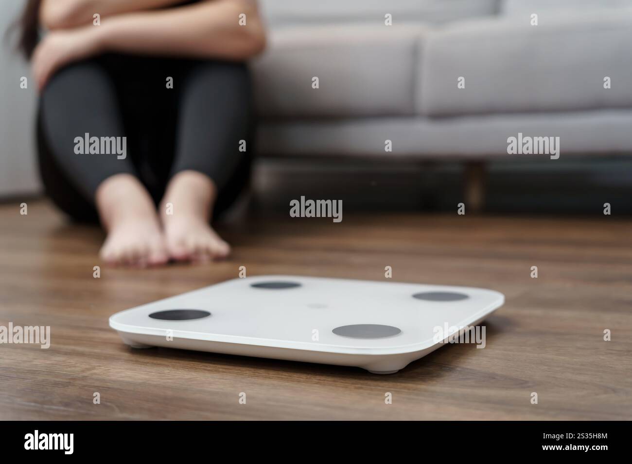 Weight Scale Photo Fail Sad obese woman with fat upset bored of dieting Weight loss fail Fat ...