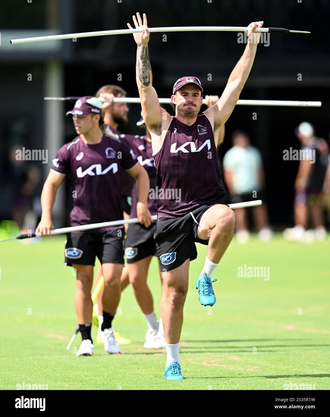 Kobe Hetherington in action during a Brisbane Broncos NRL training