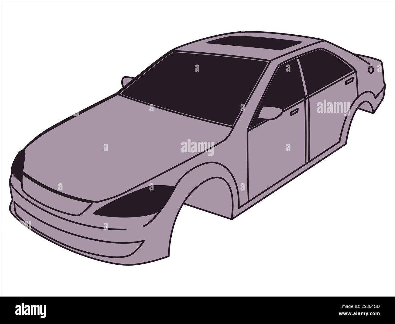 Body system parts car transportation vehicle automobile model automotive mockup window mirror bumper headlight door trunk roof element design icon set Stock Vector