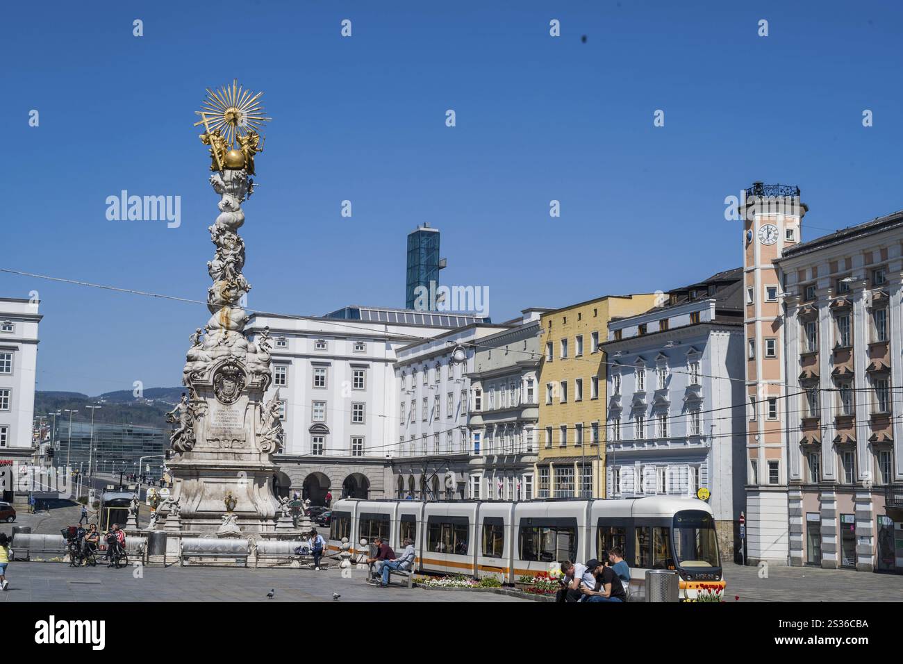 The main square of Austria in Linz with the Holy Trinity Column (photo ...
