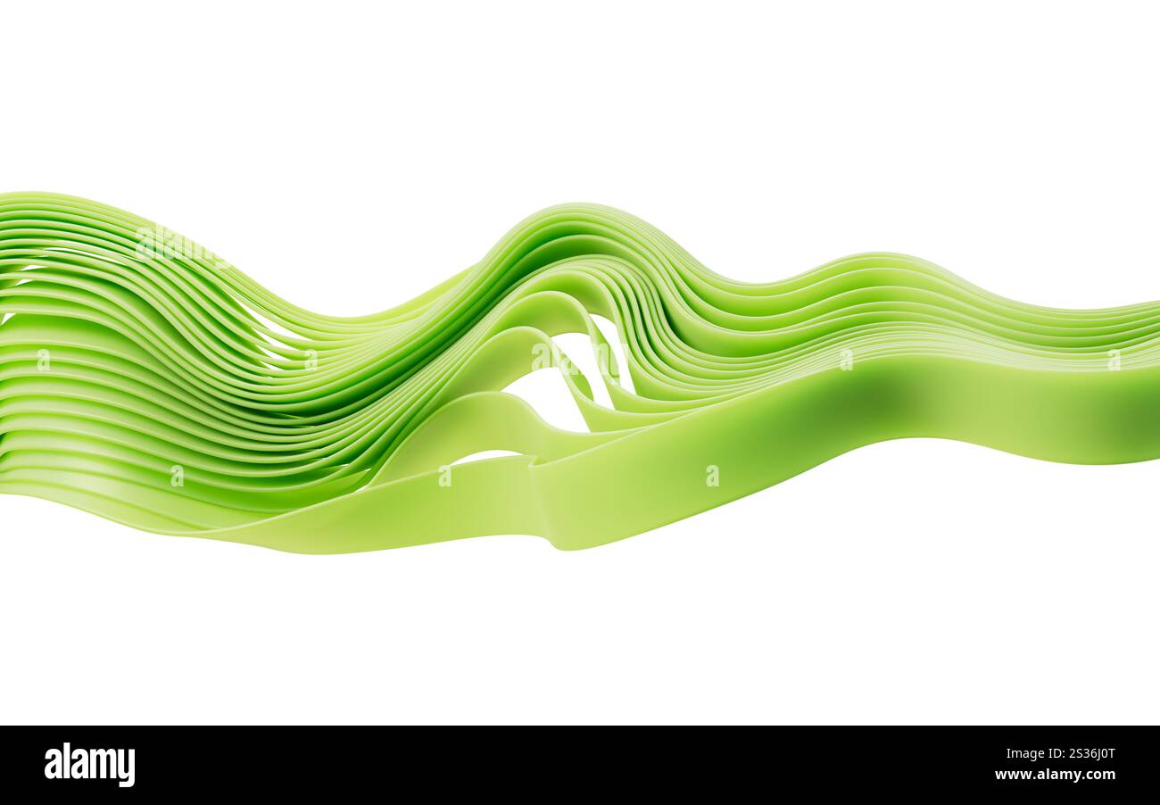 Abstract 3d green wavy ribbons hi-res stock photography and images - Alamy