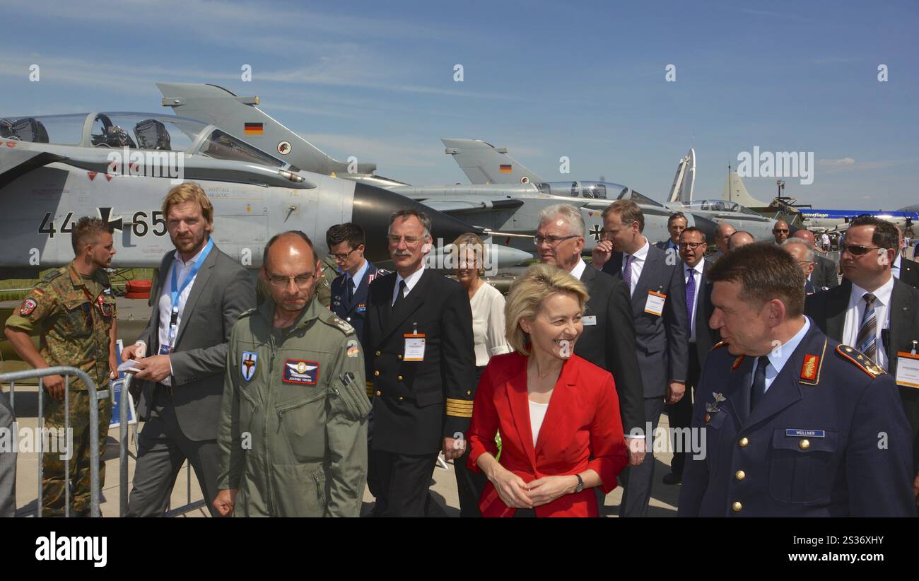 Federal Minister of Defence Ursula von der Leyen visits the Bundeswehr at the Berlin Air Show ILA Stock Photo