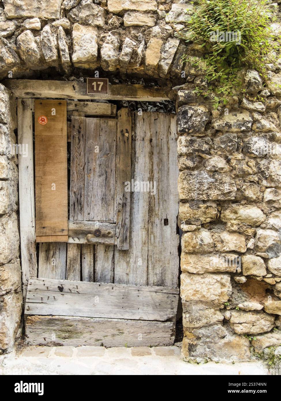 Old wooden front door in an old stone house Austria Stock Photo - Alamy