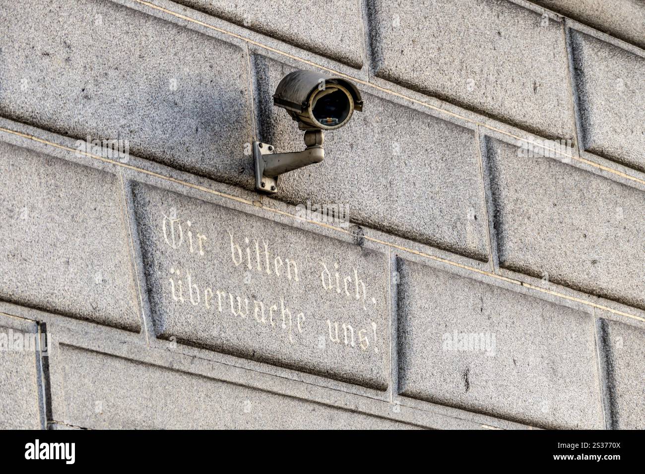 Surveillance camera on a building, symbol for surveillance, internal ...