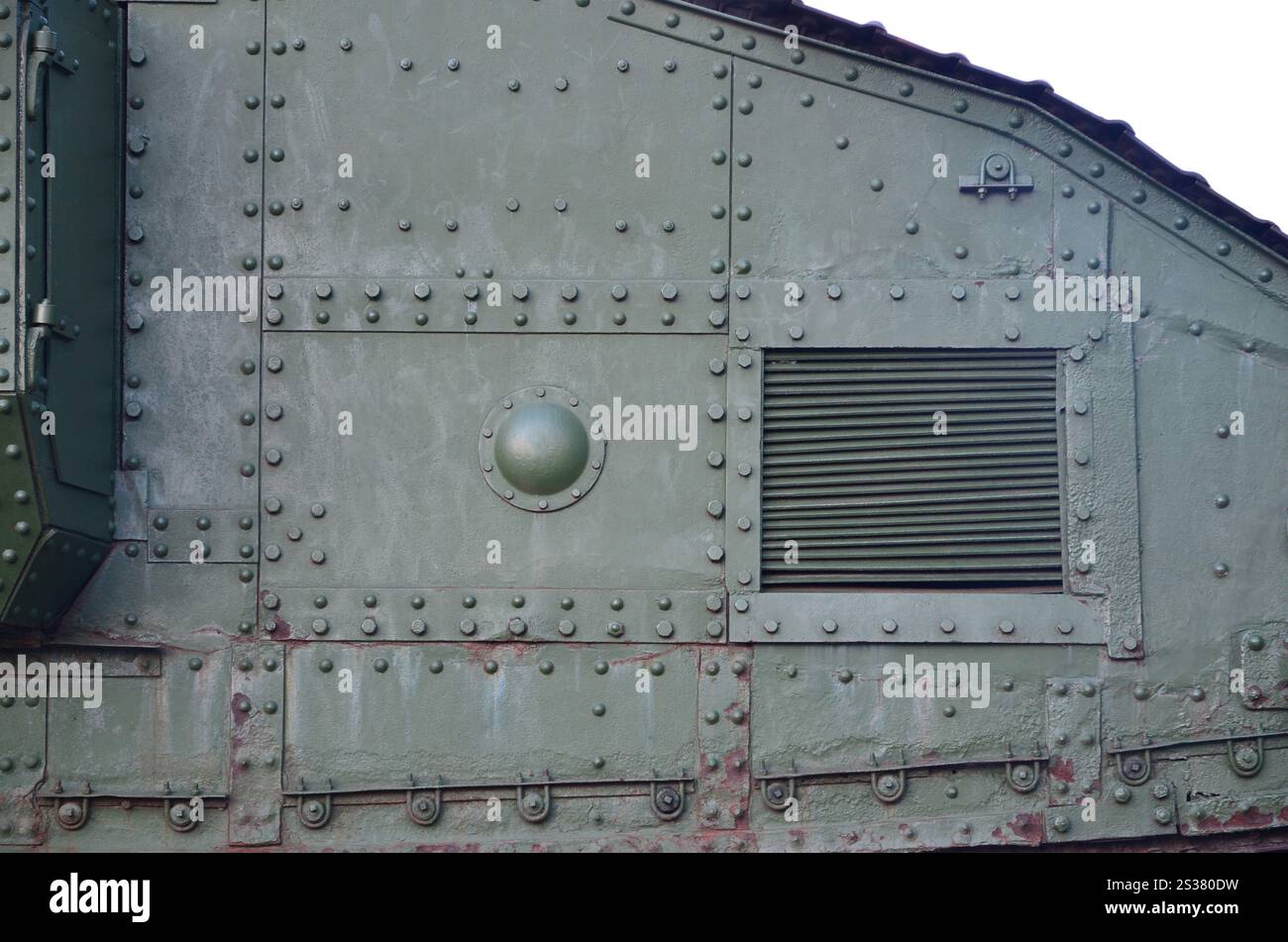 Texture of tank side wall, made of metal and reinforced with a ...