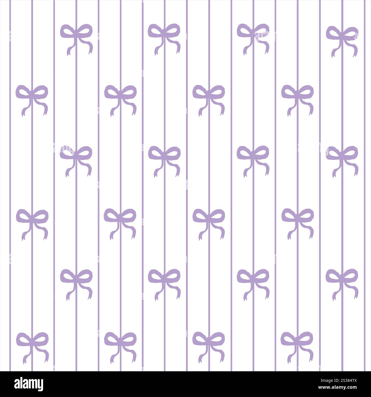 Lilac striped with bows. Seamless fabric design pattern Stock Vector
