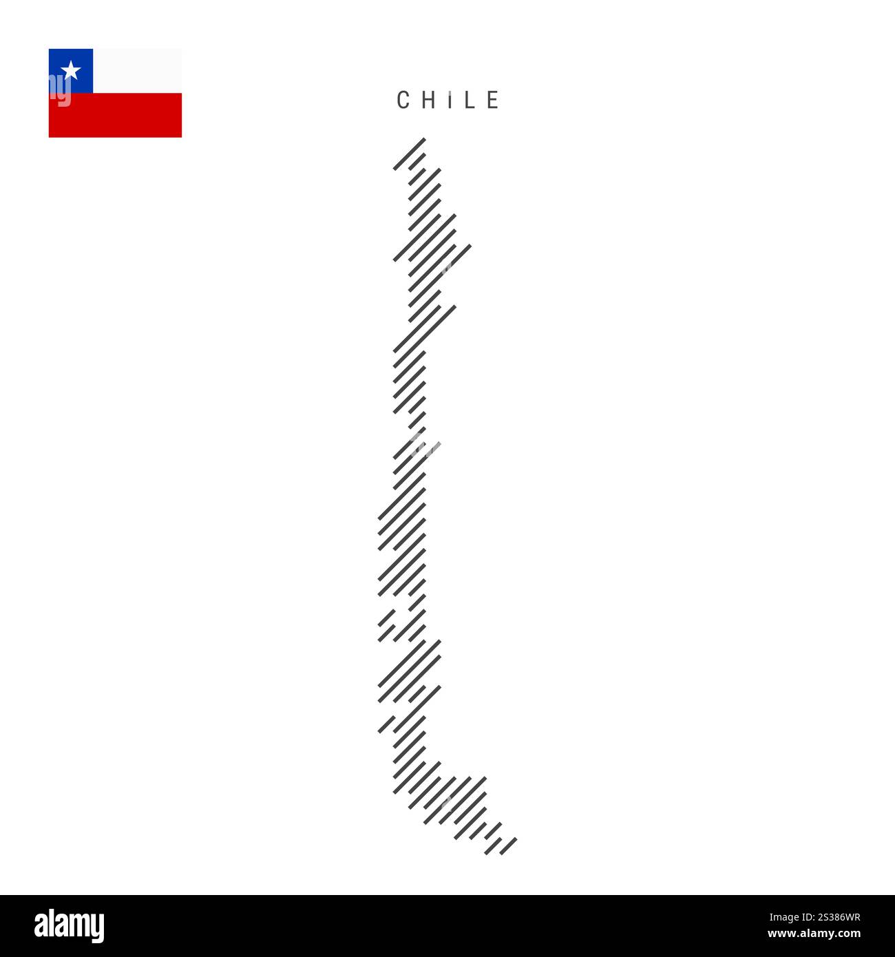 Chile map from pattern of black slanted parallel lines. Flat vector ...