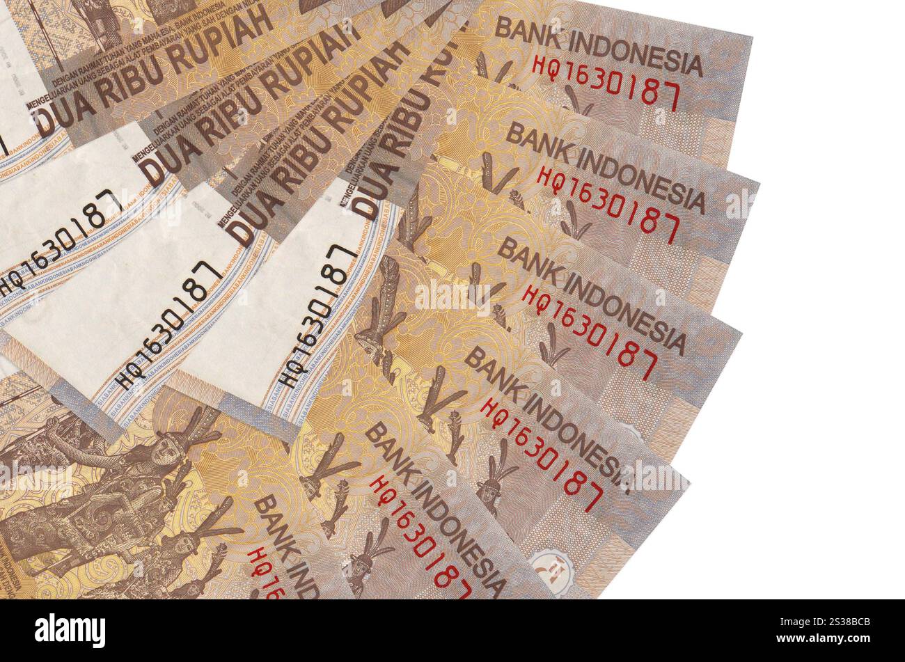 2000 Indonesian rupiah bills lies isolated on white background with ...