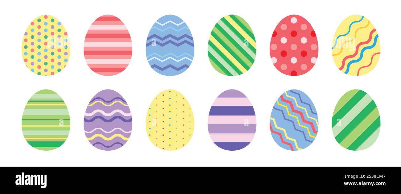 Colorful easter eggs collection. Stock Vector