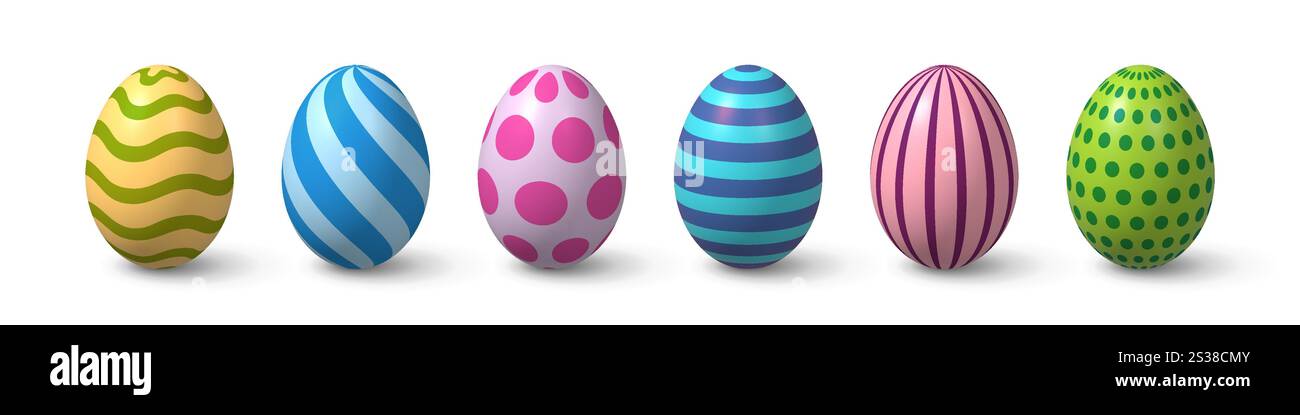 3d Easter eggs set. Stock Vector