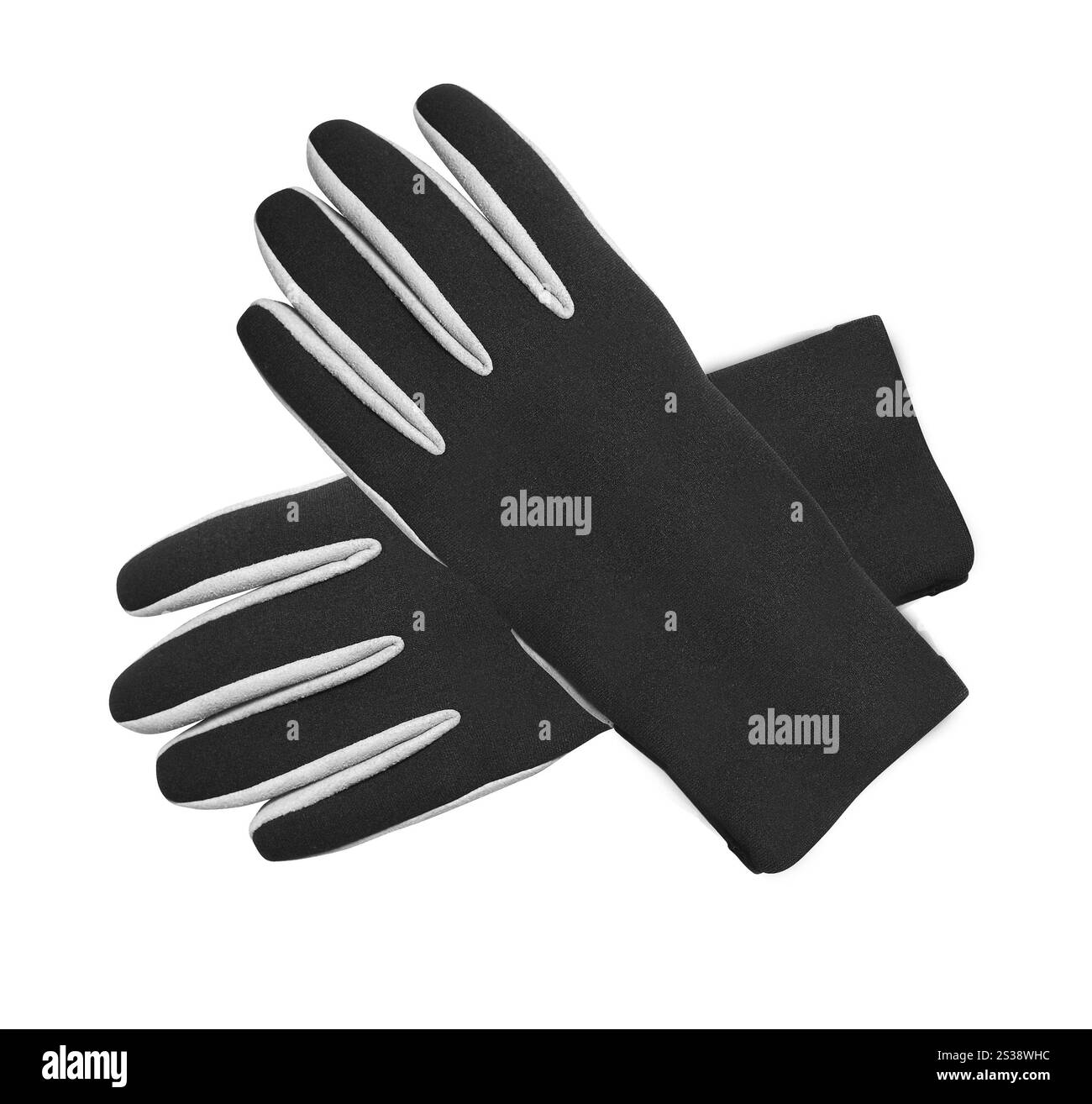 black winter gloves isolated on white background. black winter gloves ...