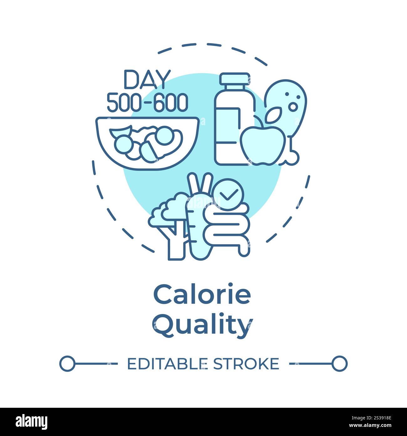 Calorie quality soft blue concept icon Stock Vector