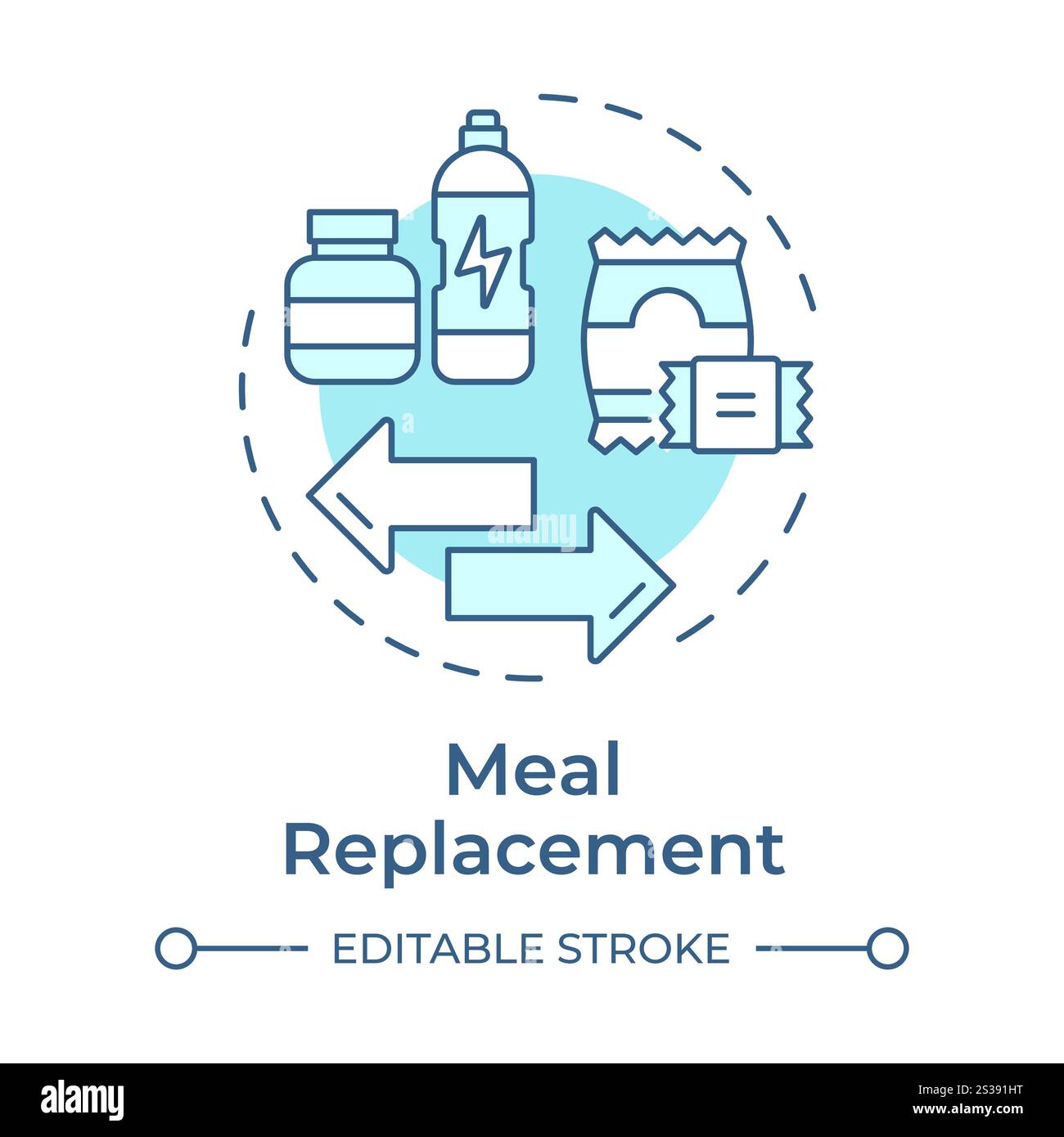 Meal replacement soft blue concept icon Stock Vector