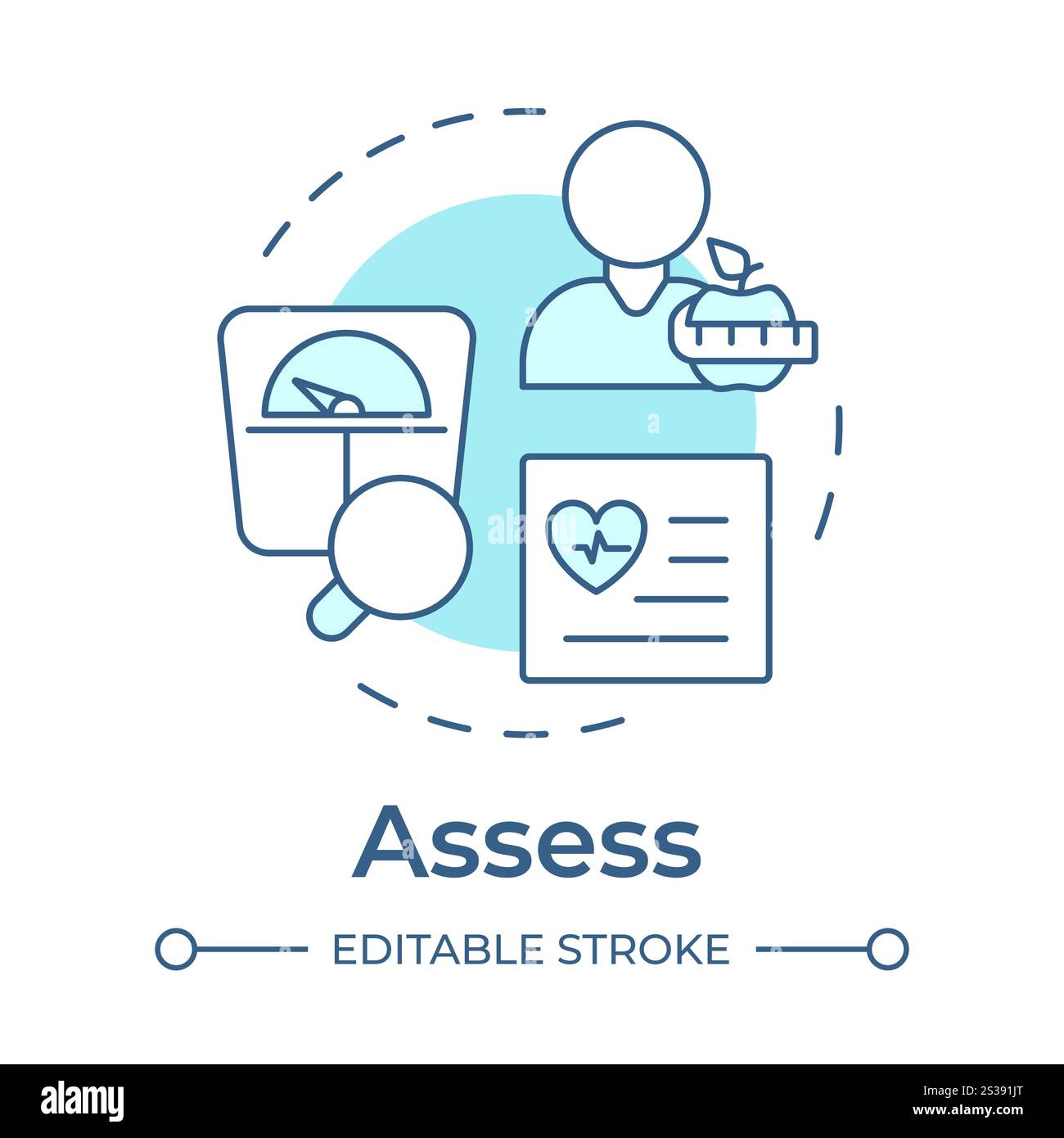 Assess soft blue concept icon Stock Vector